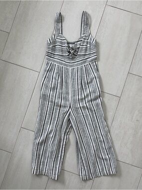 Abound Gray & White Striped Jumpsuit Romper